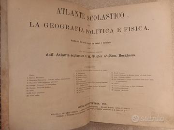 💥Libro Antico Atlante scolastico per la geografi