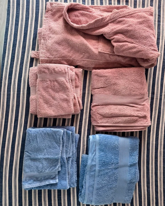 Set bagno Bassetti + azzurri e rosa +accappatoio