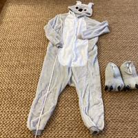 Pigiama in pile con babbucce a zampa