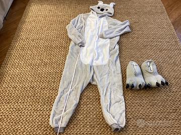 Pigiama in pile con babbucce a zampa