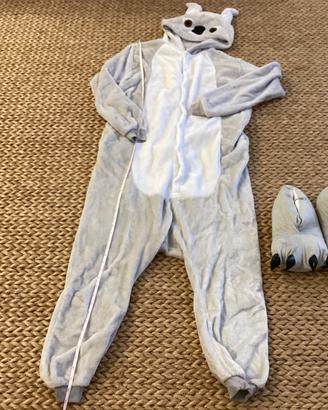 Pigiama in pile con babbucce a zampa