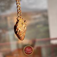 Portachiavi cuore anatomico in acciao placcato oro