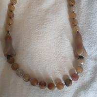 collana vintage agata rosa con gancio argento 