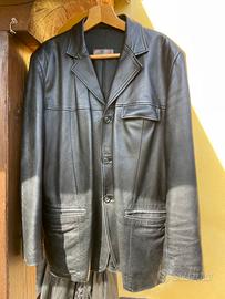 Giacca in pelle nera da uomo tg. XL