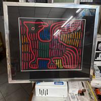 Pannello d'arte tessile vintage Kuna Mola
