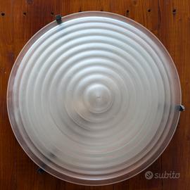 Plafoniera vintage anni '40 vetro opalino rigato