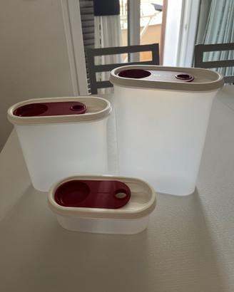 Tris Contenitori Tupperware Ovali con Tappo Dosato