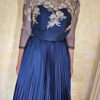 Vestito elegante blu midi
