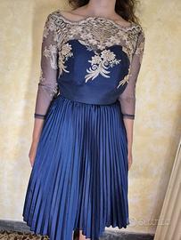 Vestito elegante blu midi