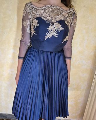 Vestito elegante blu midi