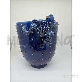 VASO CERAMICA MORIGI FAENZA BLU DESIGN MODERNO POT
