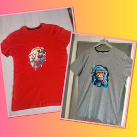 2 T-shirt Uomo Taglia M Grigia e Rossa 