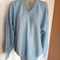 Maglione celeste in cashmere più maglione grigio