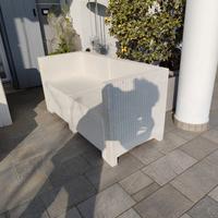 Set Salotto da Giardino in Polyrattan Bianco - 4 P