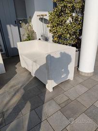Set Salotto da Giardino in Polyrattan Bianco - 4 P