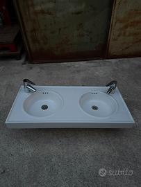 Lavabo bagno doppio 2 vasche completo di rubinetti