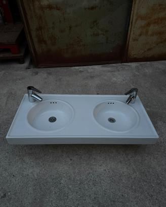 Lavabo bagno doppio 2 vasche completo di rubinetti