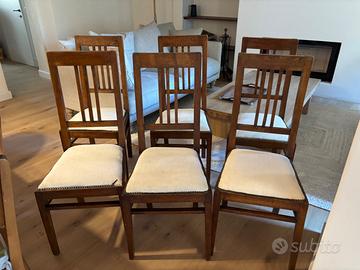 6 sedie antiche in legno massello