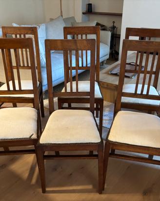 6 sedie antiche in legno massello