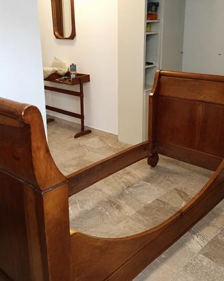 Letto a barca '800 in noce massello, stile Impero