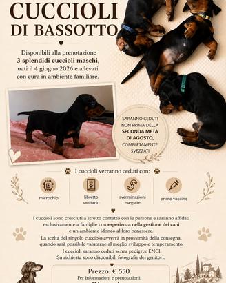Cuccioli di Bassotto - 3 maschi disponibili