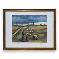 QUADRO ACQUAFORTE Paesaggio con figure pastorali