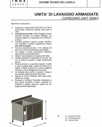 Lavello Armadiato in Acciaio mai usato