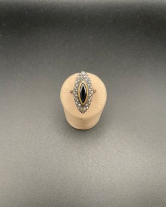 Anello Navette Zaffiro e Rosette di Diamante