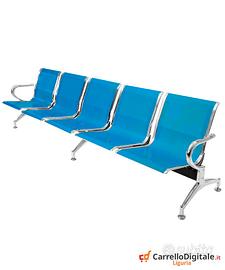 Panca per sala attesa 5 posti in acciaio BLU
