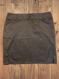 Gonna raso donna nero spacchi gamba vintage tg L 