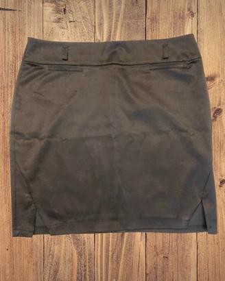 Gonna raso donna nero spacchi gamba vintage tg L 