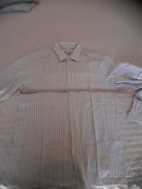 camicia uomo bianca rigata 100% cotone morbido 