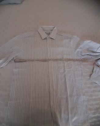 camicia uomo bianca rigata 100% cotone morbido 
