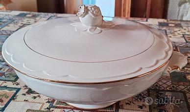 Zuppiera in ceramica Galvani decorata a filo d’oro