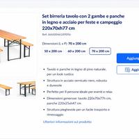 Set tavoli birreria panche feste