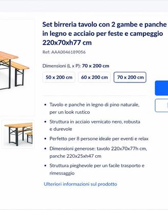 Set tavoli birreria panche feste