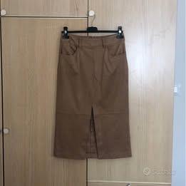 Gonna midi donna NUOVA beige eco camoscio Imperial