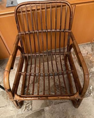 Sedia bambù vimini rattan anni ‘70 perfetta 