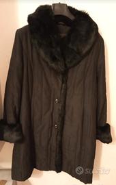 Cappotto con collo e polsi vero pelo lapin