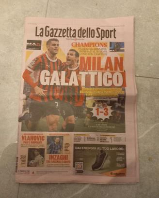 GIORNALE GAZZETTA REAL MADRID-MILAN 1-3 ANNO 2024