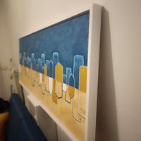 opera panello OSB con cornice bianca 