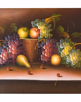 Cestino uva e pere - olio su tela 50x70
