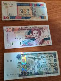 Lotto 3 banconote estere – Cuba, Caraibi, Algeria