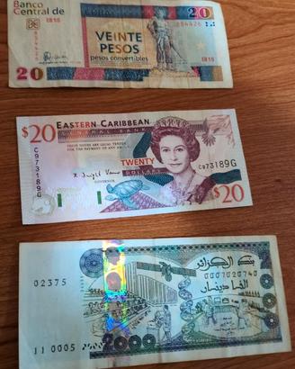 Lotto 3 banconote estere – Cuba, Caraibi, Algeria