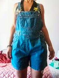 salopette corta in denim vintage