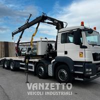 Man tgs 35.360 4 assi pianale / carrellone con gru