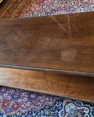 Tavolino da fumo vintage in legno e vetro fumé