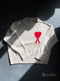 Maglione Ami Bianco - Cuore rosso- Taglia S