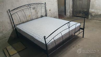 LETTO MATRIMONIALE FERRO BATTUTO+RETE+MATERASSO 
