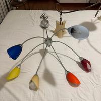 2 lampadari (ferro battuto e acciaio)